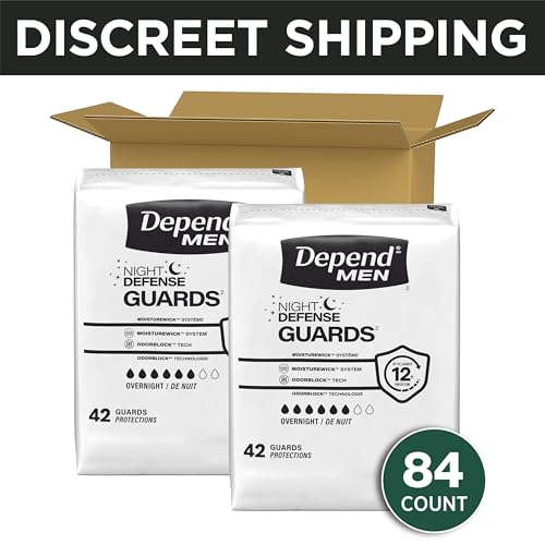 Image of Depend Guards Incontinence Pads for Men, Overnight Absorbency, 84 Count