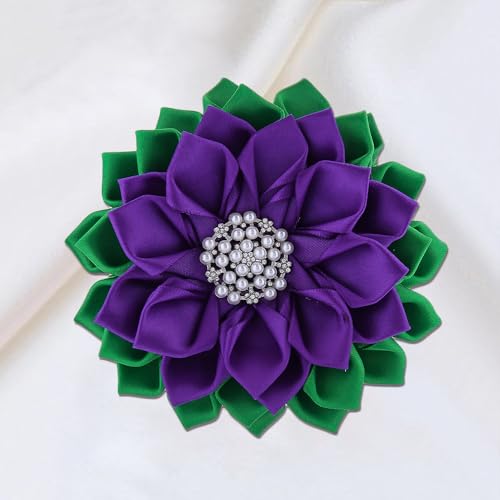 Image of Purple Green Corsage Flower Delta Violet Pin Greek Women Sorority Servcie Lady Soror Brooch Jewelry