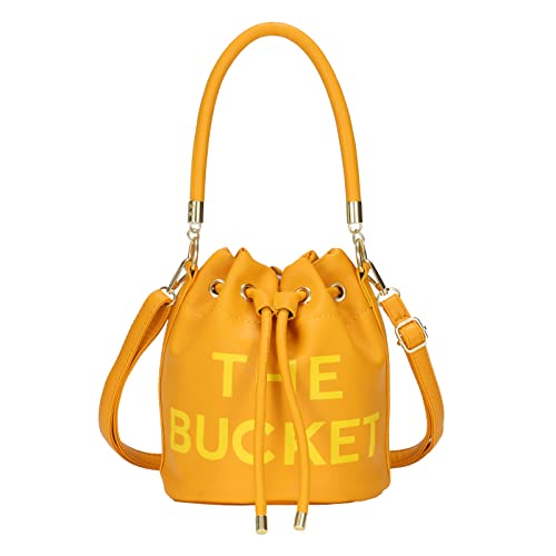 Image of JQAliMOVV Mini Leather Bucket Bags for Women Drawstring Bucket Purse Crossbody Handbags Hobo Bag