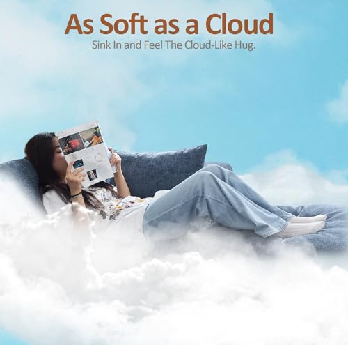 Image of WUTUTUEE 33.5'' Cloud Ottoman for Modular Sofa, Comfy Chenille Upholstered Footrest with Memory Foam, Fully Compressed Packaging, Oversized Ottoman Bench for Living Room or Small Space, Light Grey
