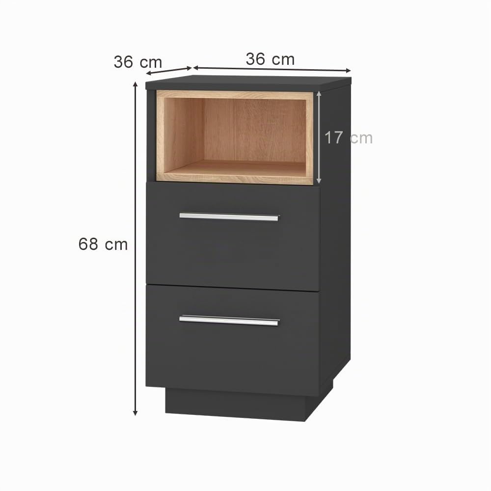 Vicco Table de Chevet Beatrice Anthracite