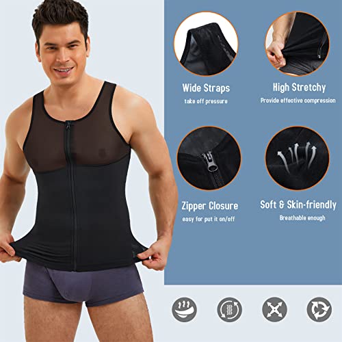 Tailong Men Shirt Vest Slimming Underwear Body Shaper Tight Tank Top Waist Trimmer Tummy Control Girdle (Black, Xl) #TOP1