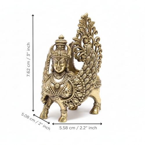 Image of eCraftIndia Golden Brass Kamdhenu Cow Idol for Home Decor Living Room Animal Figurine Cow Statue Gift for Diwali Housewarming Birthday