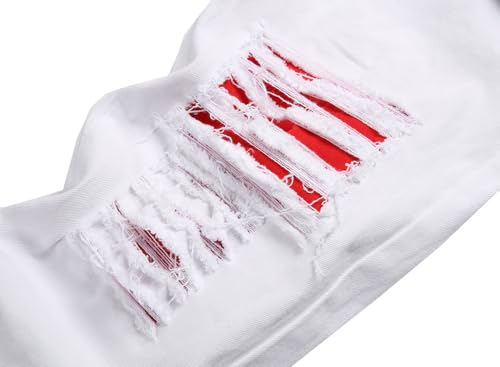 Image of Men's Ripped Slim Fit Jeans Straight Leg Denim Pants