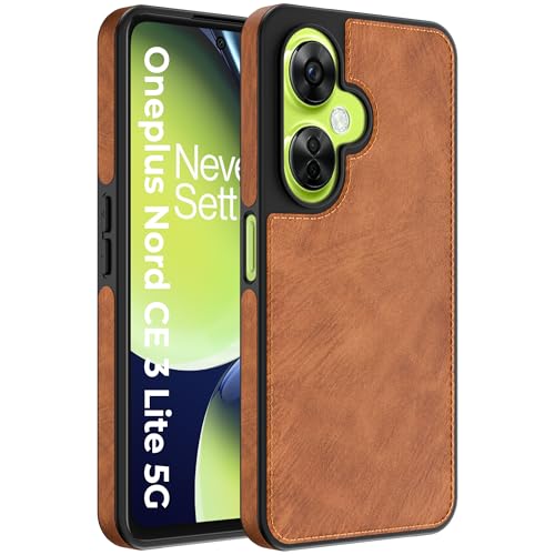 Image of A rtistque Premium Pu Leather Back Cover Case for Oneplus Nord CE 3 Lite 5G | Drop Protection | Smooth Grip | Raised Camera Edges - Brown