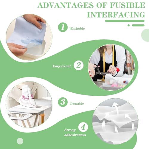 image for JUPEAN Medium Weight Interfacing Fabric for Sewing: White 11.6