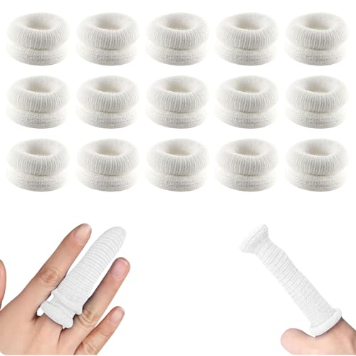 15 Pcs Finger Bandages Tubular - Cotton Finger Protection Stalls for Cuts & Burns Reusable Thumb & Finger Tip Covers for Kitchen Work Office Daily First Aid