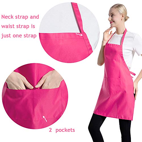 Tsd Story Total 12 Pcs Plain Color Bib Apron Adult With 2 Front Pocket (Mixed Colour) #TOP1