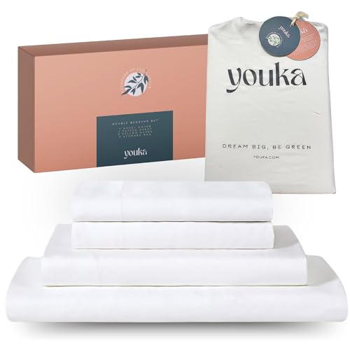 YOUKA Luxury Eucalyptus Silk Bedding King Size - Cooling Bed Sheets, Superior Softness, Sustainable Tencel - Oeko-Tex® Certified, Bamboo Alternative