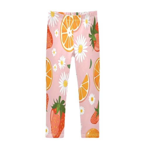 Toddler Girls Leggings Printed Yoga Pants Leggings Strawberry Orange Daisy for Kids
