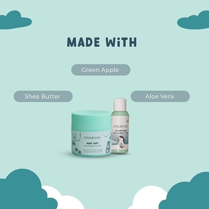 Travel Kit for Babies | Face & Body Butter (50 gm) 1.76 oz Baby Wash + Shampoo (50 ml)