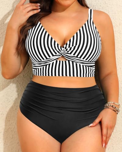 Image of Daci Plus Size Two Piece Swimsuits High Waisted Tummy Control Bikini