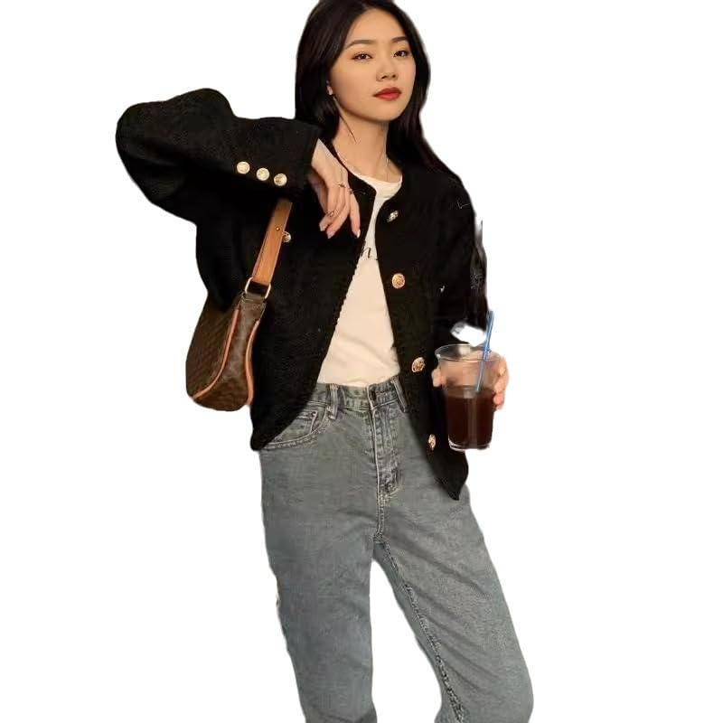 小香風外套女2020秋冬新長袖上着金糸編み丸襟ボタン無しカットソーB 小香風外套女2020秋冬新長袖上着金糸編み丸襟ボタン無しカットソーB