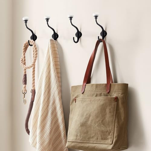 TUNNY-Coat-Hooks-5-Pack-Matte-Black-Towel-Hooks-Robe-Hooks-Decorative-Wall-Hooks-for-Bathroom-Bedroom-Kitchen-Towel-Robe-Clothes-Cabinet-Closet-Bathroom-Hardware TUNNY Coat Hooks 5 Pack Matte Black Towel Hooks Robe Hooks Decorative Wall Hooks for Bathroom Bedroom Kitchen Towel Robe Clothes Cabinet Closet Bathroom Hardware