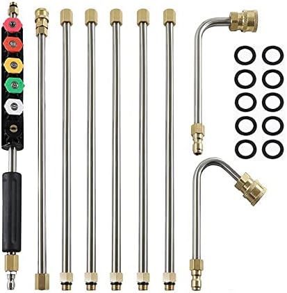 9-teiliges Verlängerungsstab-Set Für Hochdruckreiniger – Bis 102 Zoll, Mit 6 Düsen & Quick-Connect, Edelstahl