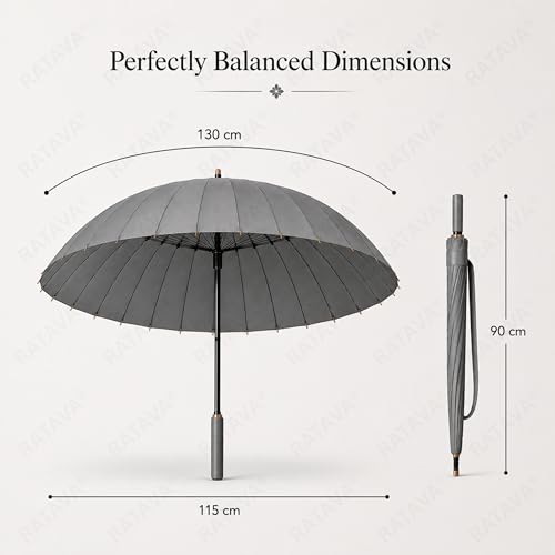 Image of Extra Large 24 Ribs Golf Umbrella - Automatic Open Long Handle, Heavy Duty Windproof Double Canopy, Waterproof & UV Protection Stick Umbrella for Men & Women 1pc