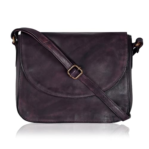 Genuine Leather Shoulder Crossbody Purse For Women with Adjustable Strap, Mobile Pocket & Outside & Inside Zipper