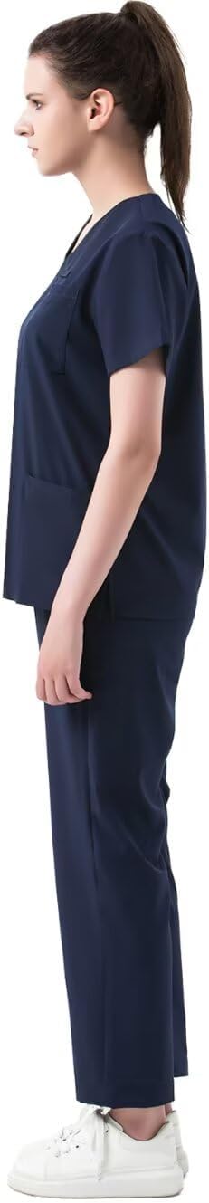 Scrubs for Women Set Modern V Neck Scrub Top & Cargo Pants Nursing Scrubs with 6 Pockets - Image 3