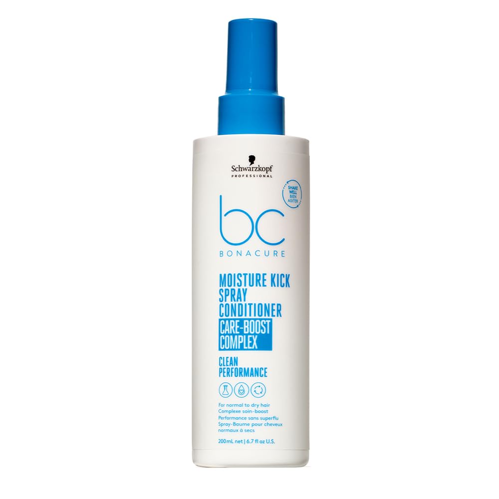 Professional Bonacure Moisture Kick Spray Conditioner for Men & Women | Lightweight Leave-In Hydration with Glycerol Smooths & Restores Shine (200 ML)