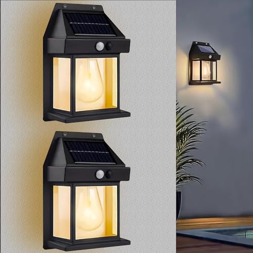 Image of Btag Sun-Powered Wall Light Outdoor with Motion Sensor - Waterproof Exterior LED Sconce Lamp, Auto Charging Security Light for Porch, Patio, Garden, Pathway & Yard Lighting. PO2 (XL)