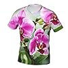 Orchid Print Classic Men's T-Shirts,Comfortable Graphic Tees for Men,for Everyday Wear and Gifts Black #2