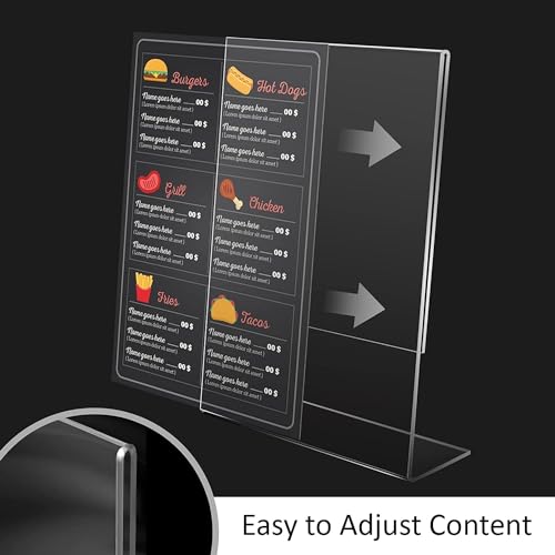 Image of Shuban Acrylic Sign Holder L Shape Double Sided Portrait Style Menu Ad Frame Display Stand (L- Shape 06 x 09 Inch-(8Pcs))