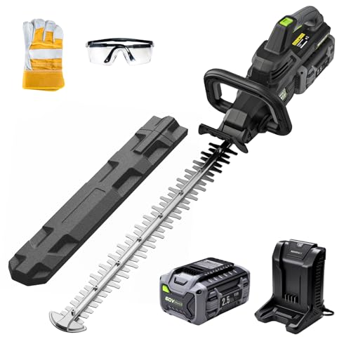 Image of NovorikX 60V 26 inch Cordless Hedge Trimmer Electric Hedge Trimmer with 2.5Ah Battery, Dual-Action Blades, 3 /4 inch Cutting Capacity, 3,000 SPM Blade Speed, Wrap-Around Handle, Lightweight Obsidian Black