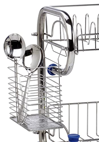 Image of AMOL Premium Stainless Steel Dish Rack | Utensils Holder | Vessels Stand | Kitchen Organizer | Drainboard Stand | Glass Hanger | Cutlery Holder | Plate Drainer | Kitchen Rack