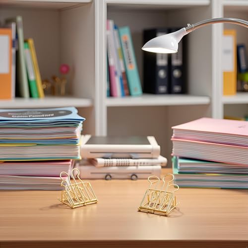 4 Stück goldfarbene 51 mm hohle Drahtbinder-Clips mit langem Schwanz, große Ordner- und Büroklammern, klein in der Größe und leicht, Clips, Klemmen, Büroprodukte, Klebeband, Klebstoffe und
