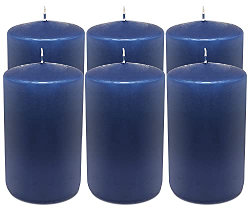 Hyoola Midnight Blue Pillar Candles 3X6 Inch - 6 Pack Unscented Pillar Candles - European Made #TOP1