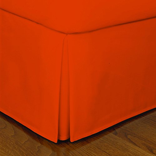 Crescent Bedding Full Orange Pleated Bed Skirt Easy Care, Quadruple Pleated Design, Fabric Base Allows for Natural Draping, 15" Fall Covers Legs and Bed Frame (Full, Orange)