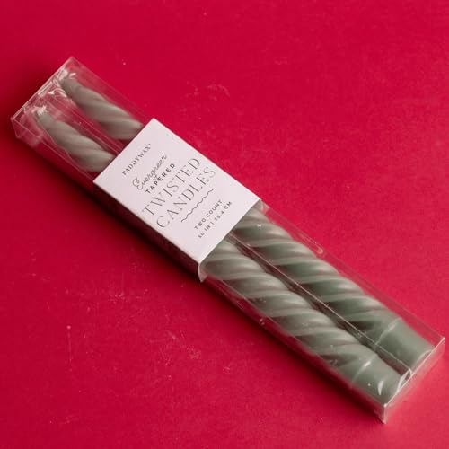 Paddywax Taper Candles Colourful Twisted Tapers Cypress + Fir Scented Dinner Candle Set, 24cm Tall, Evergreen, 2-Count - Image 3