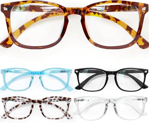 NANQUAN CCVOO 5 Pack Reading Glasses Blue Light Blocking, Filter UV Ray/Glare Computer Readers Fashion Nerd Eyeglasses Women/Men (*C1 Mix, 1.25)
