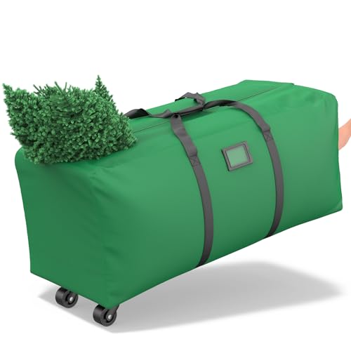 Kesfitt Christmas Tree Storage Bag,Rolling Xmas Tree Storage Box Fits