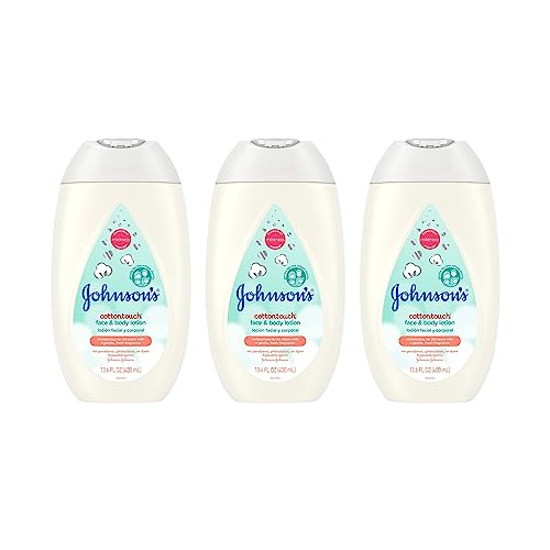 Image of Johnson's CottonTouch Newborn Baby Face and Body Lotion, Hypoallergenic Moisturization for Baby's Skin, Made with Real Cotton, Paraben-Free, Dye-Free, 13.6 fl. oz, Pack of 3