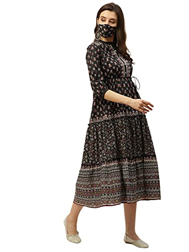 Image of Juniper Women's Maxi Tiered Dress with Mask (2486BLACK Black)