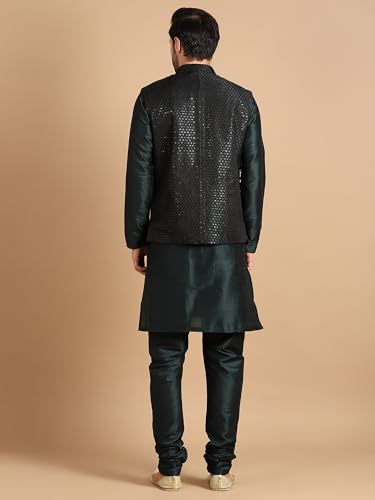 Image of men's Silk Blend Kurta Pejama & Waistcot Set