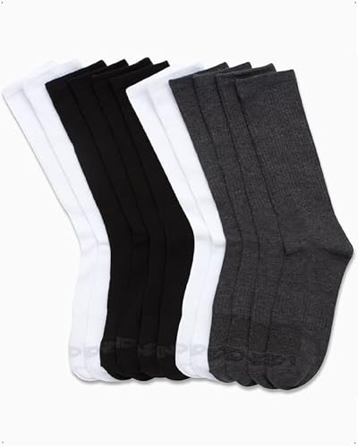 AND1 Men's Athletic Crew Socks - 12 Pack Performance Stretch Crew Length Running Socks with Arch Compression (Sizes: 6-12.5)3