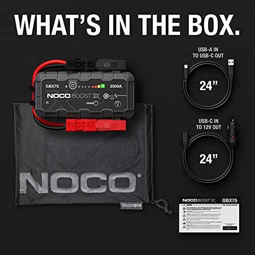 NOCO Boost X GBX75: 2500A UltraSafe Jump Starter – 12V Lithium Battery Booster Pack, Portable Jump Box, Power Bank & Jumper Cables - for 8.5L Gas and 6.5L Diesel Engines by NOCO - Image 7