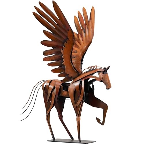 Estatua de Caballo con Alas de Metal 24.5 pulg miniatura 1