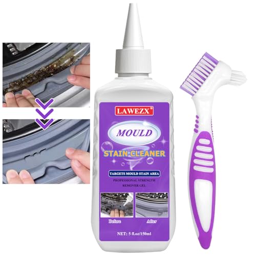 150ml Gel Removedor de Moho con Cepillo, LAWEZX Gel Removedor para el Hogar - Elimina Eficazmente el Moho Negro, Limpiador de Manchas para Lavadora, Frigorífico, Baño, Cocina, Ducha, Lavabo, Azulejos