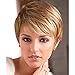 BECUS Short Pixie Cut Strawberry Blonde Wig with Bangs High Temperature Kanekalon Synthetic Silky Straight Realistic Wigs for Women with Wig Cap