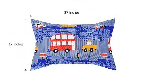 Image of Filymore Pillow Covers Pair of 2 Covers for Kids' Room, Super car Theme Girls, Boys | 240 TC Microfiber Soft & Skin Friendly Pillow Cases | Size (17 x 27 inch (Blue red and White).