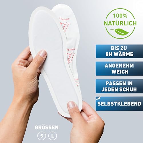THE HEAT COMPANY Sohlenwärmer klebend - 5 Paar - EXTRA WARM - Wärmesohlen - Fußwärmer - 8 Stunden warme Füße - sofort einsatzbereit - luftaktiviert - rein natürlich - Größe Large: 41-46