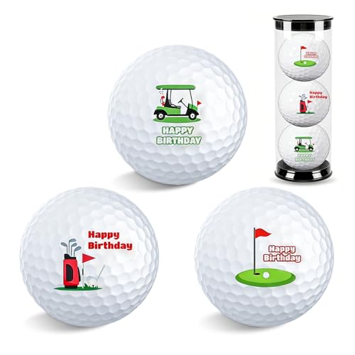 COEKI 3er Pack Happy Birthday Golfbälle Geschenke Set, Personalisiert Golfbälle Geburtstag für Golfer, für Vater, Kollegen, Golfer und Golfbegeisterte...
