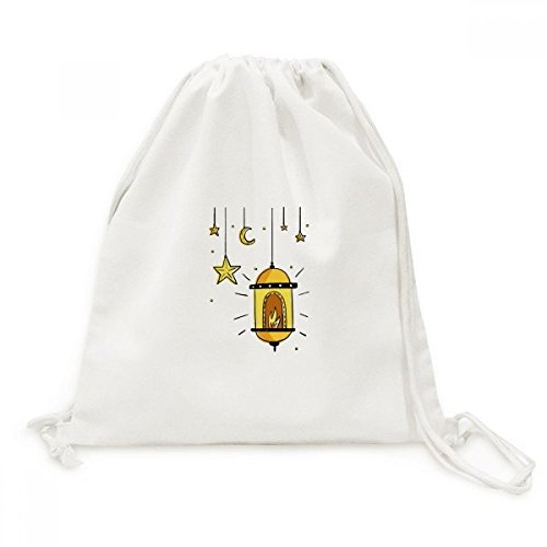 Toile drawstring backpack avec motif géométrique cartoon sac à cordon voyage