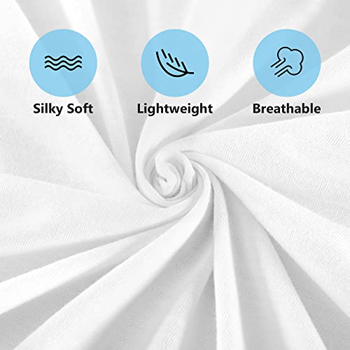 Tillyou 2 Pack Mini Crib Fitted Sheets, Stretchy Soft Jersey Knit Portable Mini Pack N Play Playard, Playpen Bedding Sheet For Boy Girl, White & Peachy Pink #TOP2