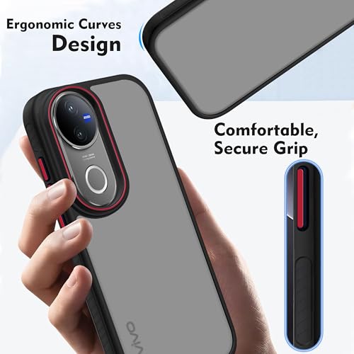 Image of V-TAN Back Cover for Vivo V50 5G Matte Finish Transparent Case, TPU, Camera Protective Shockproof Cover, Black