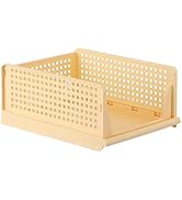 BDZBREN plastic Storage Boxes, Set of 4 Foldable Drawer Boxes, Stackable Wardrobe Organiser, Shel...