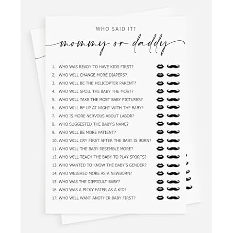 All Ewired Up 50 Mommy or Daddy? Who Said It Game (50-Cards) Fun Baby Shower Game Activity, Gender Neutral Boy or Girl Minimalist Cover